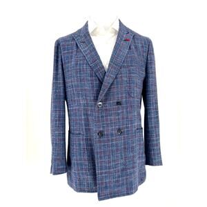 Isaia Napoli Dandy Attitude Double-Breasted Windowpane Sport Coat – 56EU/44US